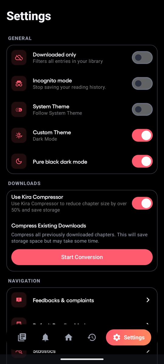 The real Kira Settings screen — شاشة إعدادات كيرا الحقيقية